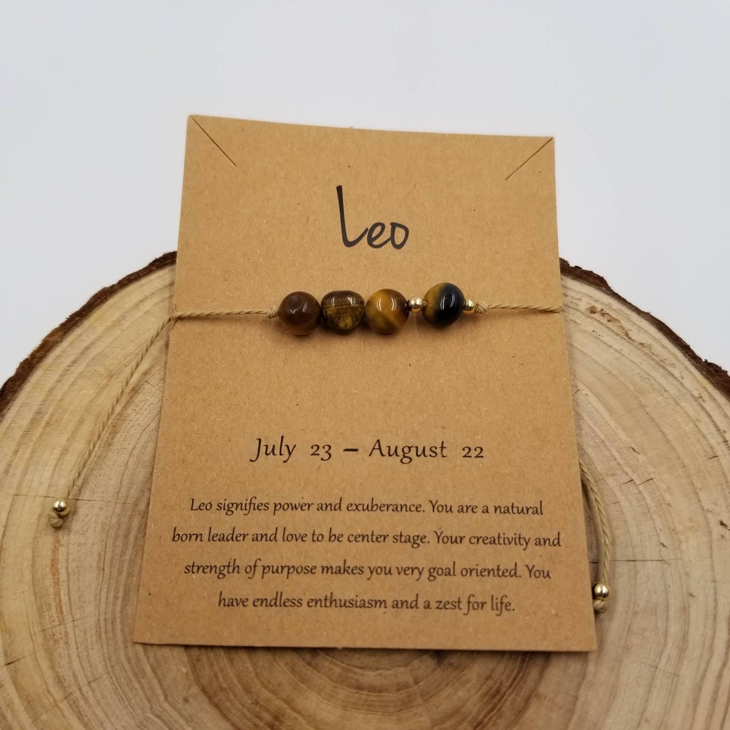 Natural Stone Handwoven Zodiac Bracelet with Card