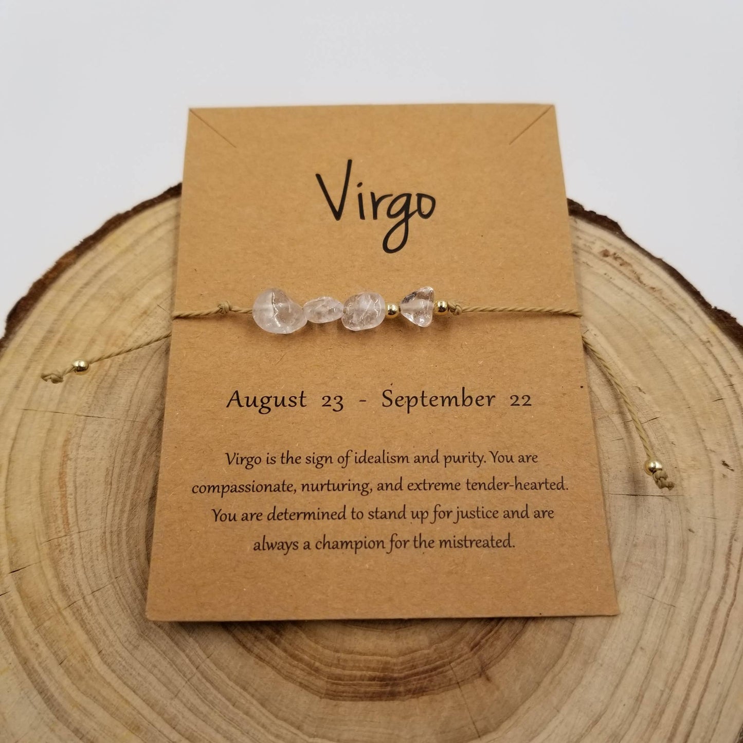 Natural Stone Handwoven Zodiac Bracelet with Card