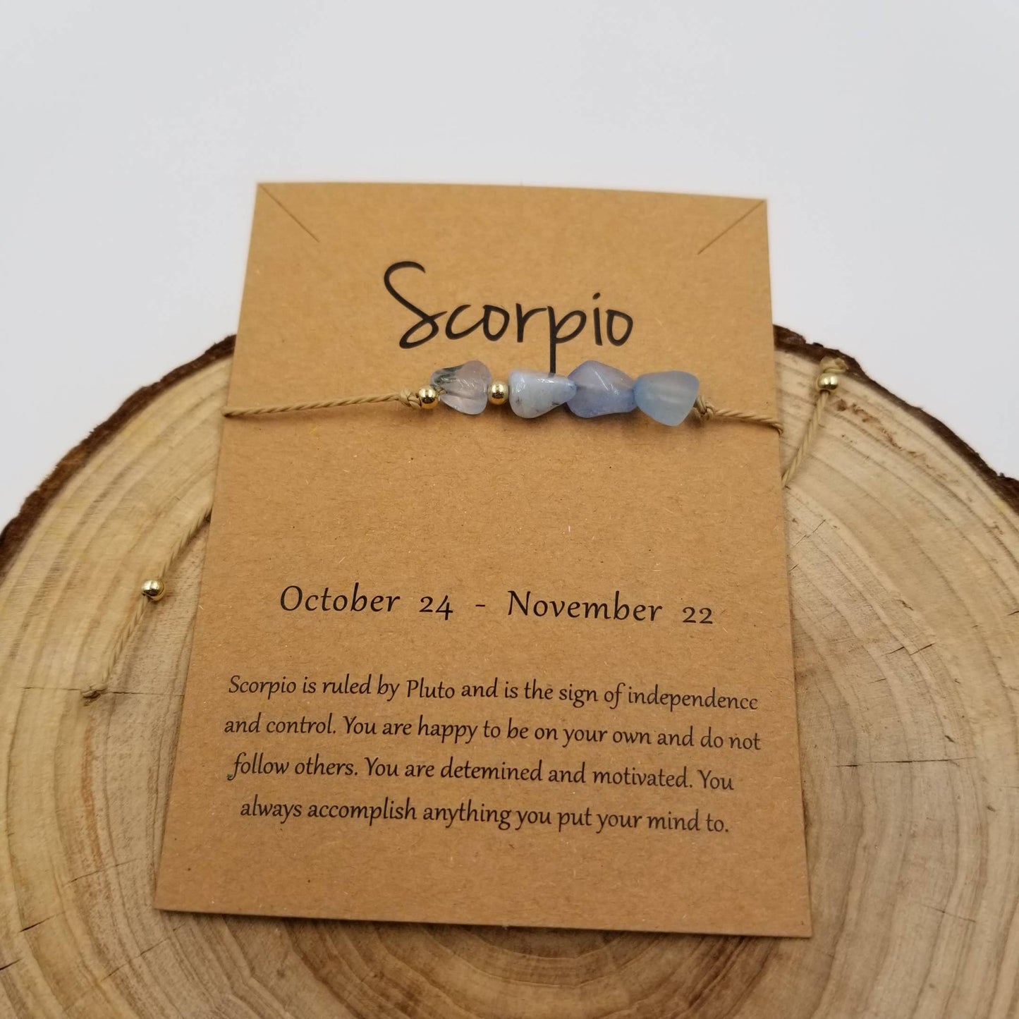 Natural Stone Handwoven Zodiac Bracelet with Card