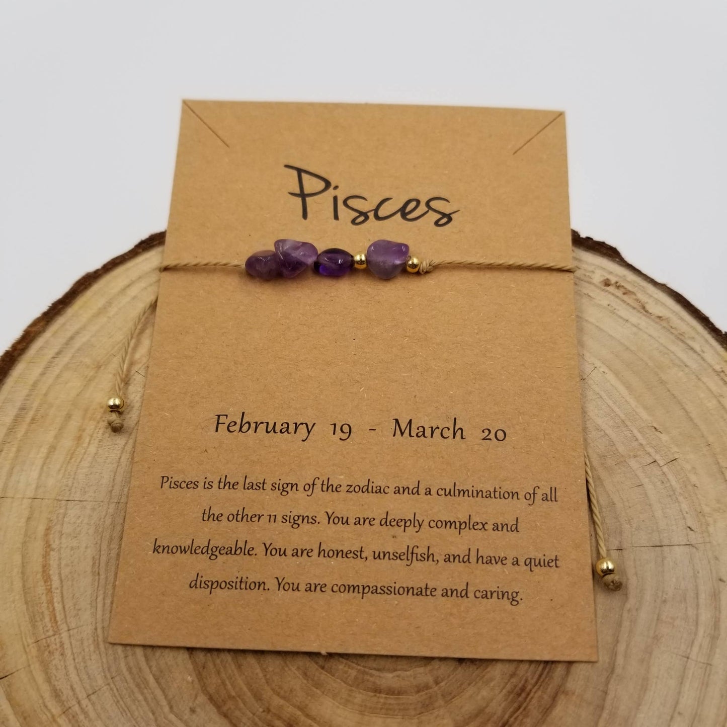 Natural Stone Handwoven Zodiac Bracelet with Card