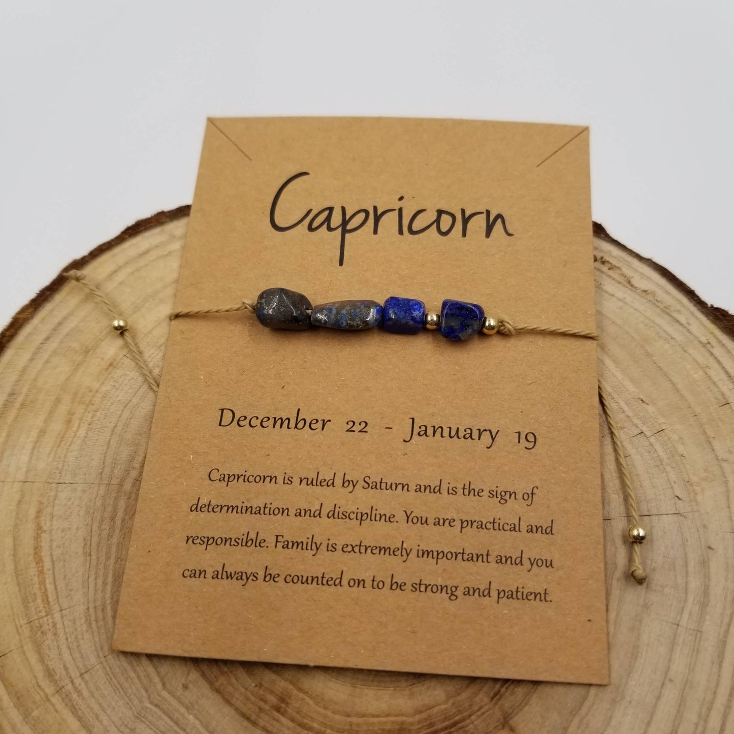Natural Stone Handwoven Zodiac Bracelet with Card