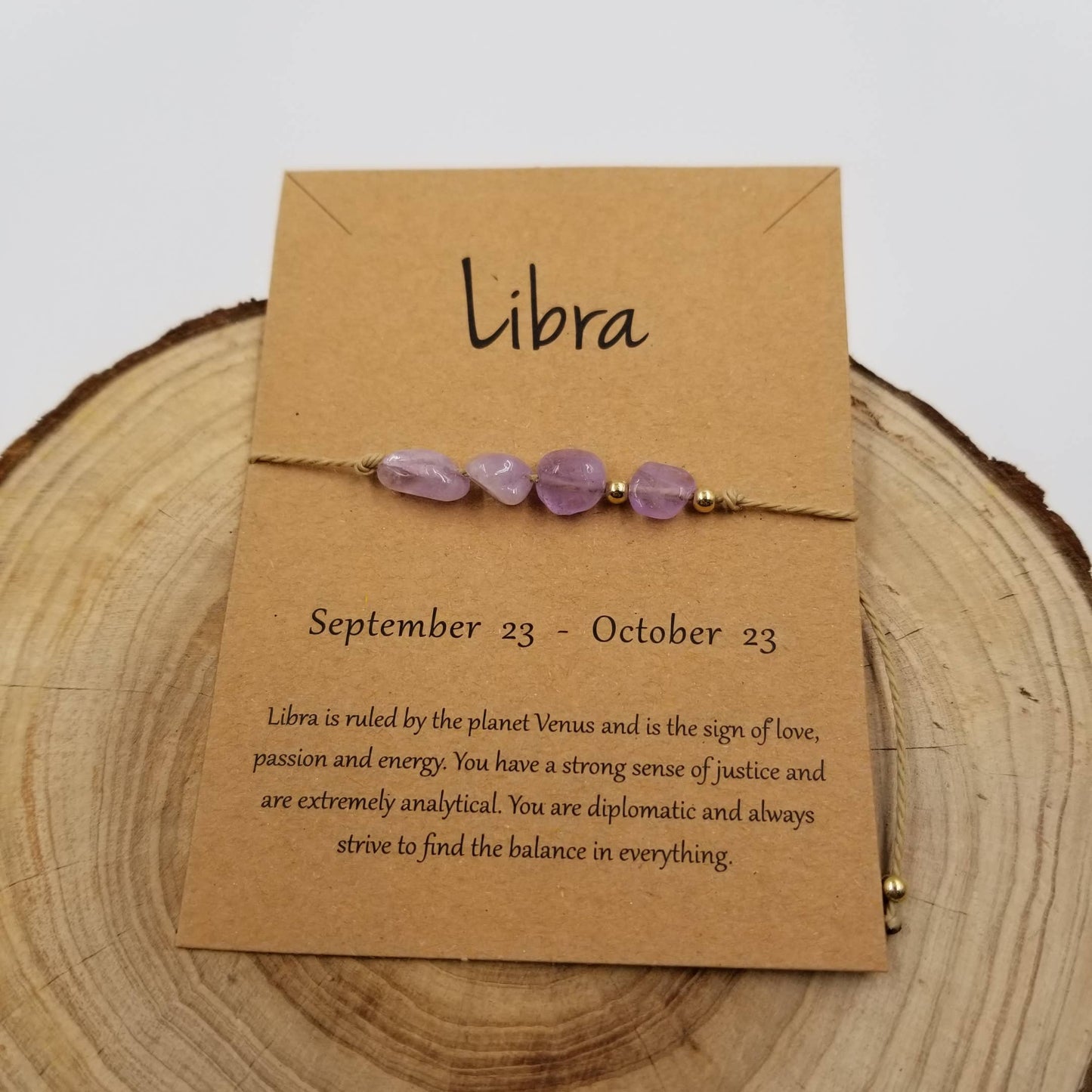 Natural Stone Handwoven Zodiac Bracelet with Card