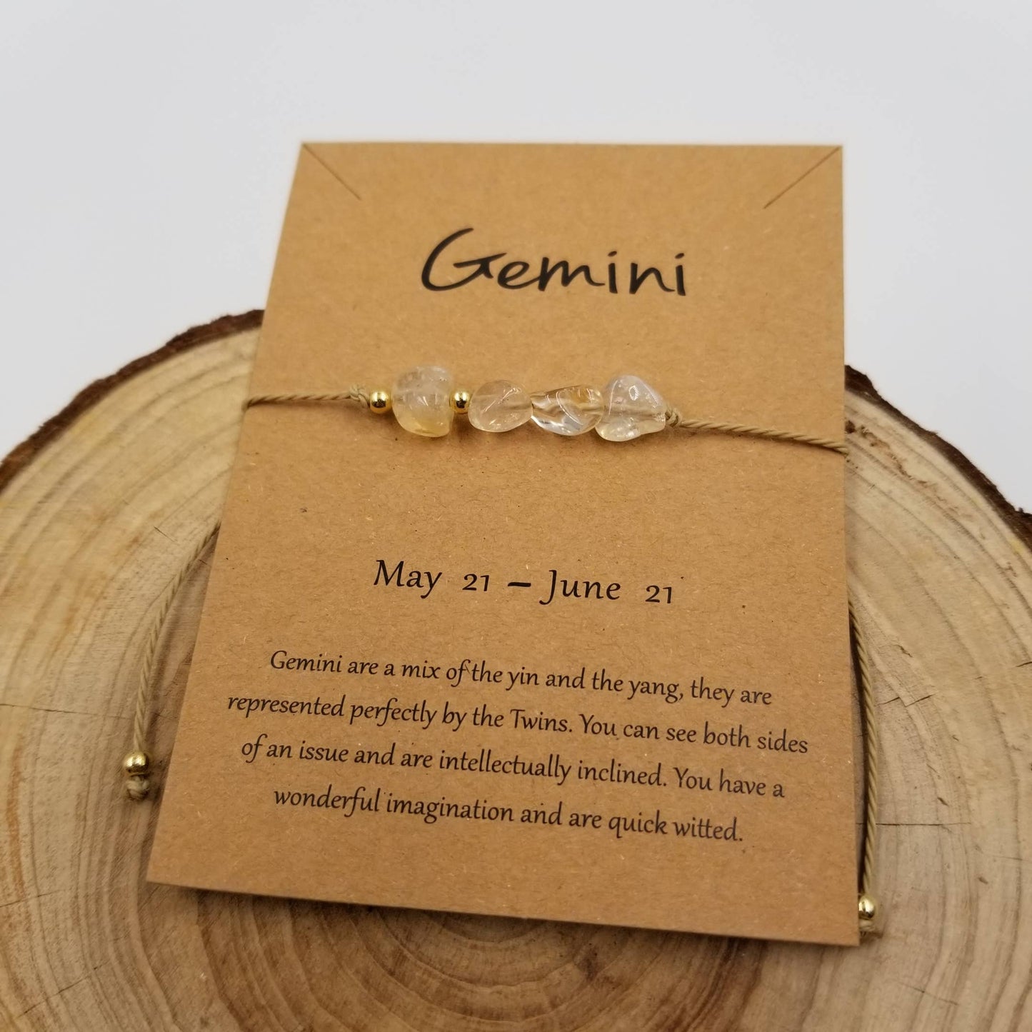Natural Stone Handwoven Zodiac Bracelet with Card