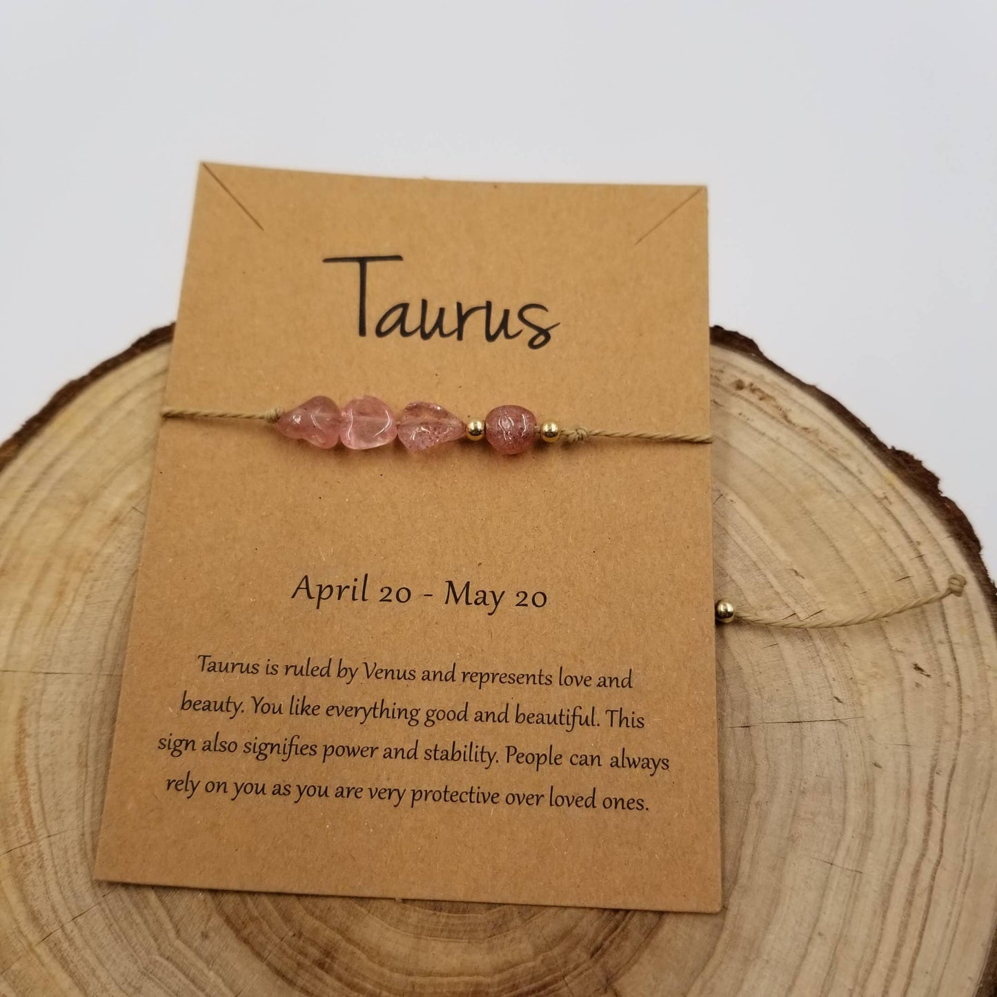 Natural Stone Handwoven Zodiac Bracelet with Card