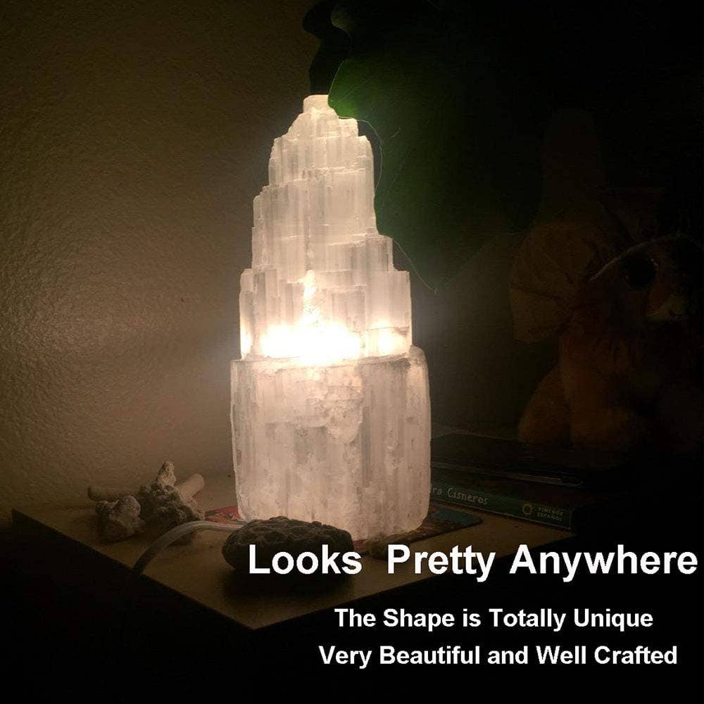 Selenite Lamp Stone Crystal Rock Lamps Switch cord bulbs