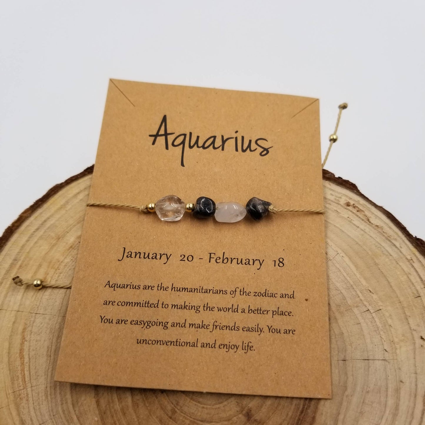Natural Stone Handwoven Zodiac Bracelet with Card